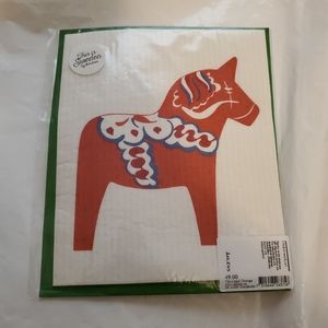 Swedish Dishcloth Sponge Dala Horse Card